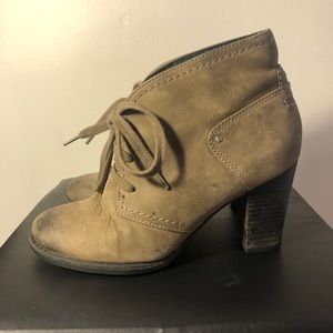 Brown Nubuck Heeled Leather Bootie